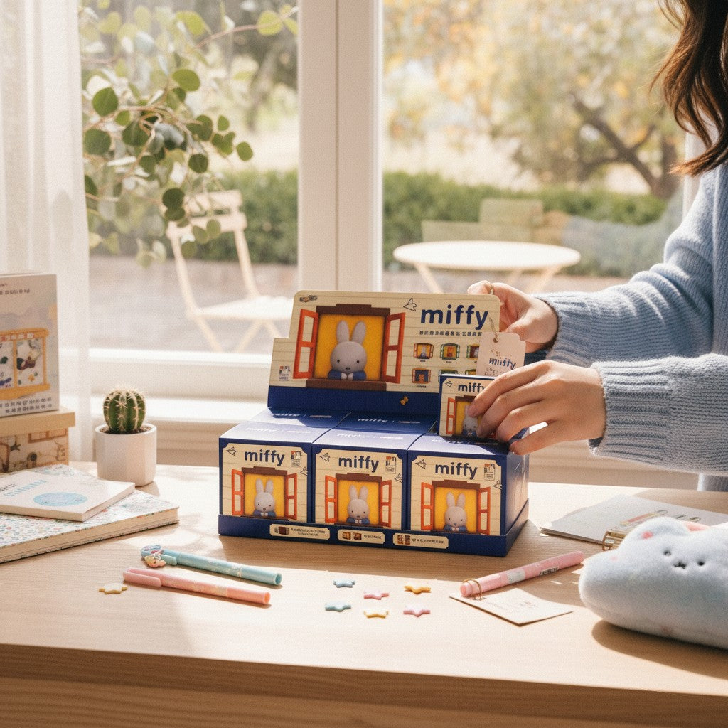 StationeryHaul Miffy blind box collectible figures, featuring Miffy in a window scene. Made from high-quality materials.