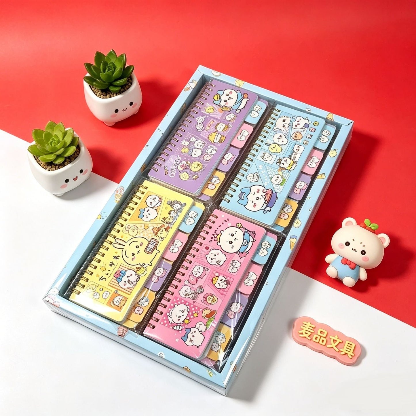 StationeryHaul Sanrio and Miffy character coil notebooks in a gift box with pastel covers and cute cartoon illustrations.