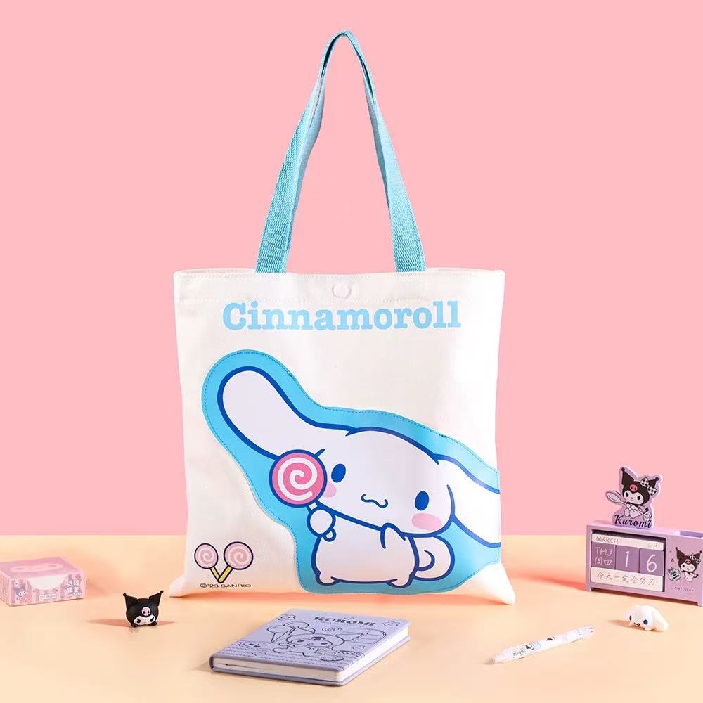 Sanrio Canvas Tote Bag – Large Capacity, Cute Cartoon Shoulder Bag for Students