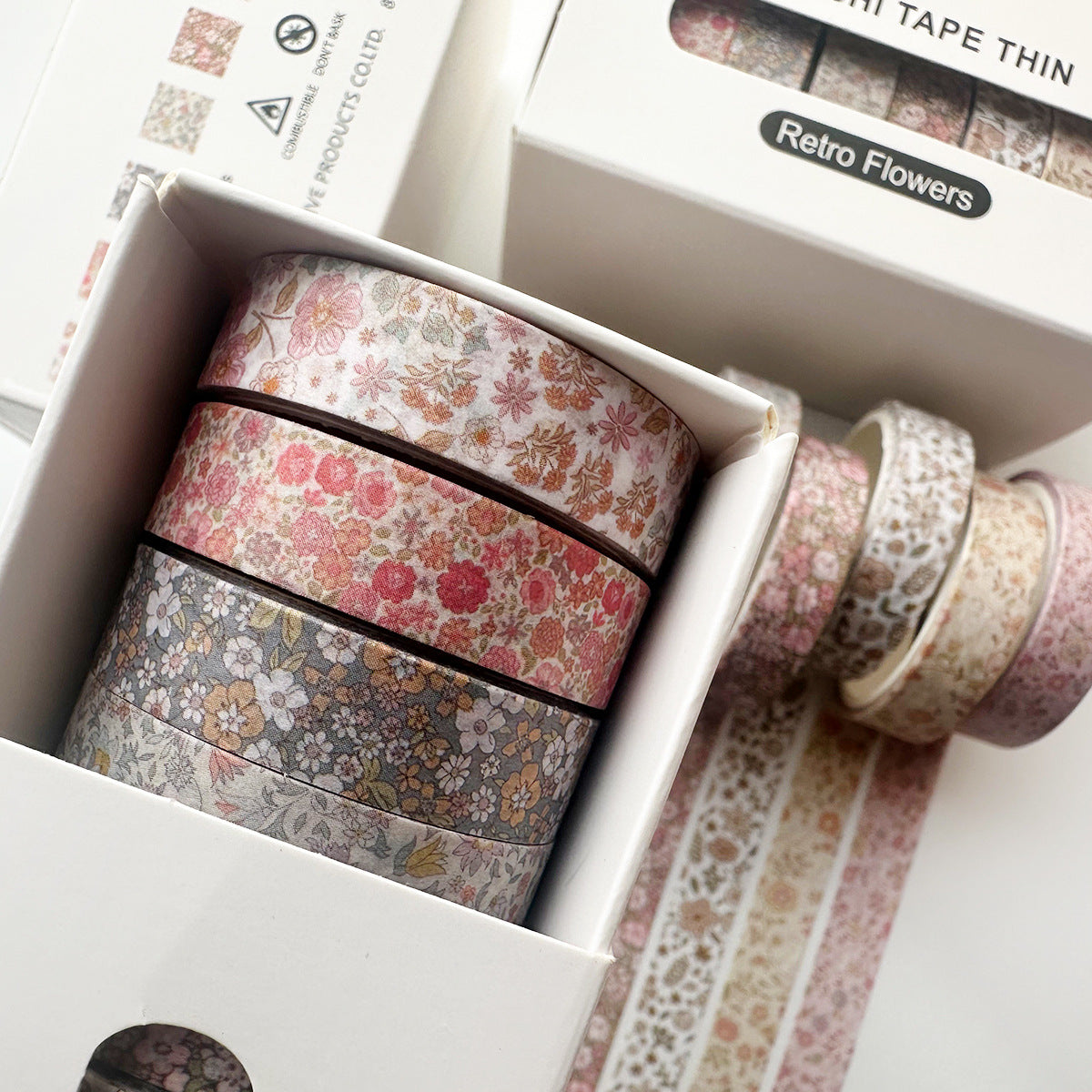 Retro Style 8 Roll Combination Washi Tape Plaid Handbook Tape Small Floral Handbook Tape Decorative Material Sticker