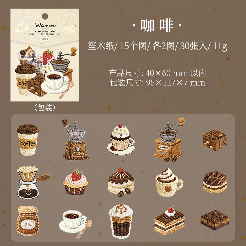 Tomato Sauce Girl Sticker Bag, Warm Small Object Series, Relief Hand Account Decoration Collage DIY Material 30 Sheets
