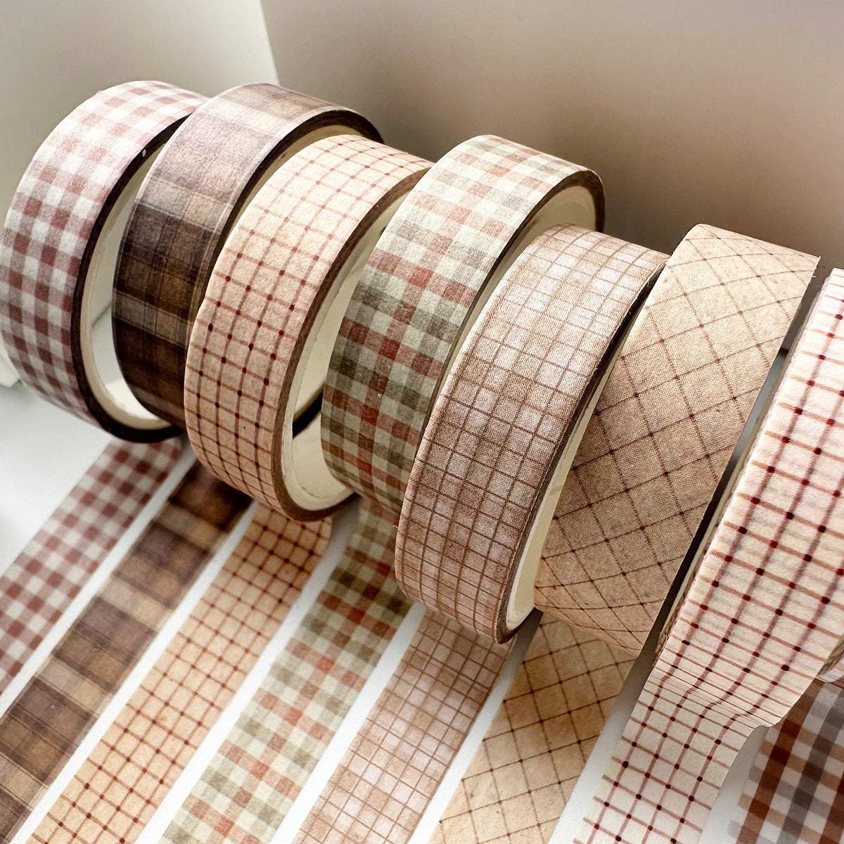 Retro Style 8 Roll Combination Washi Tape Plaid Handbook Tape Small Floral Handbook Tape Decorative Material Sticker