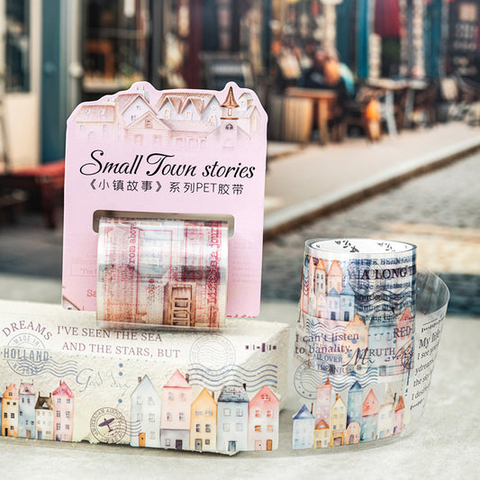 Tomato Sauce Girl PET Tape, Small Town Story Series, House Theme Landscaping Hand Account Material Decoration Sticker 6 Types
