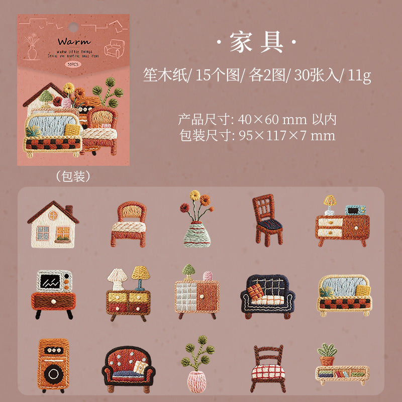 Tomato Sauce Girl Sticker Bag, Warm Small Object Series, Relief Hand Account Decoration Collage DIY Material 30 Sheets