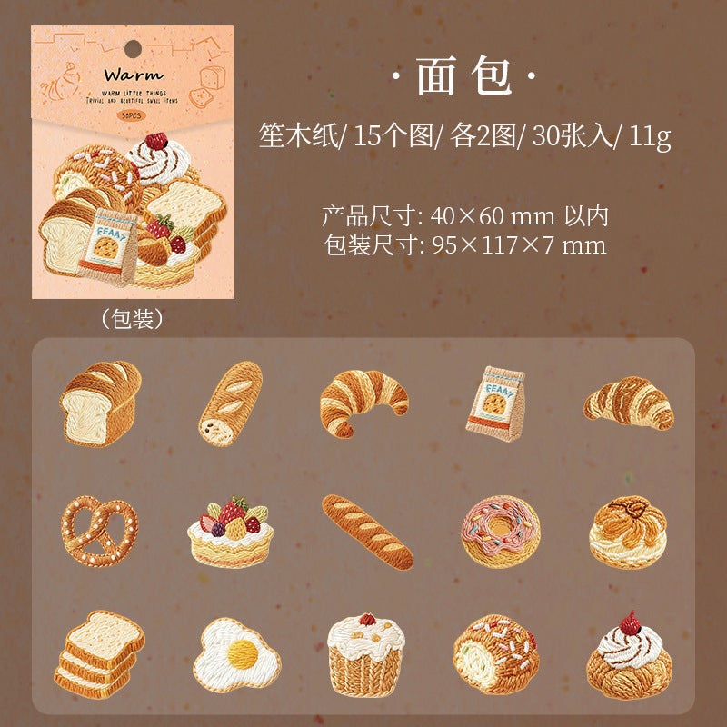Tomato Sauce Girl Sticker Bag, Warm Small Object Series, Relief Hand Account Decoration Collage DIY Material 30 Sheets