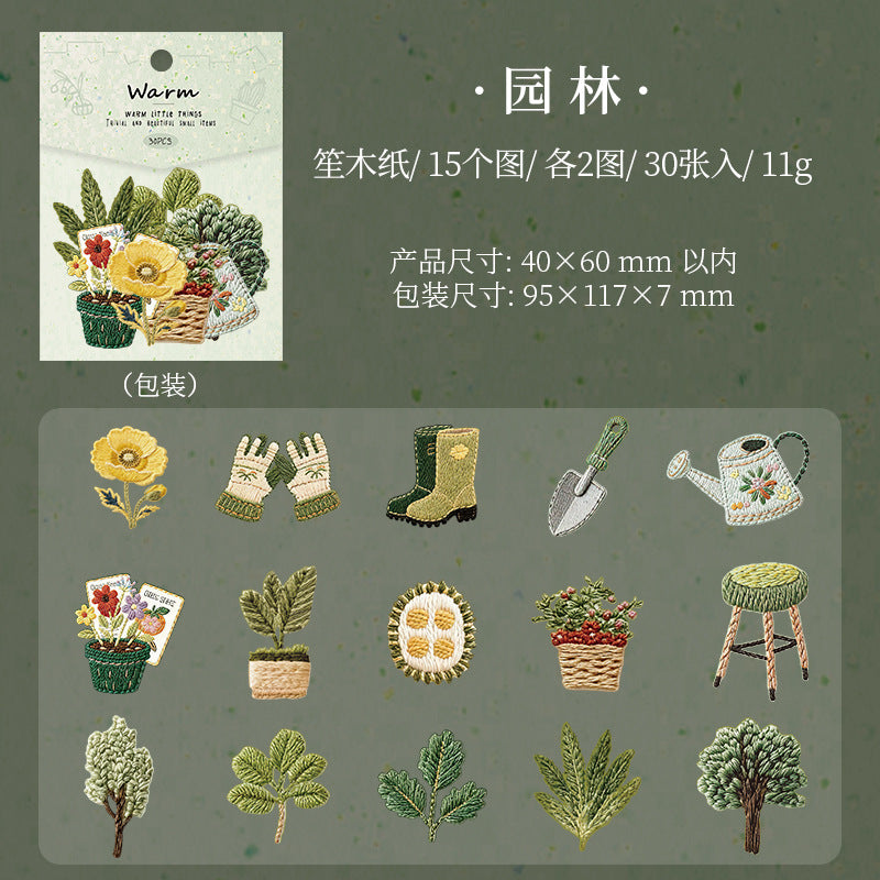 Tomato Sauce Girl Sticker Bag, Warm Small Object Series, Relief Hand Account Decoration Collage DIY Material 30 Sheets
