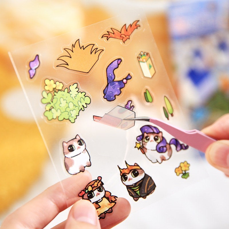 StationeryHaul 3D Scene Sticker Pack with cute cat characters, plants, and fantasy elements. Waterproof PVC.