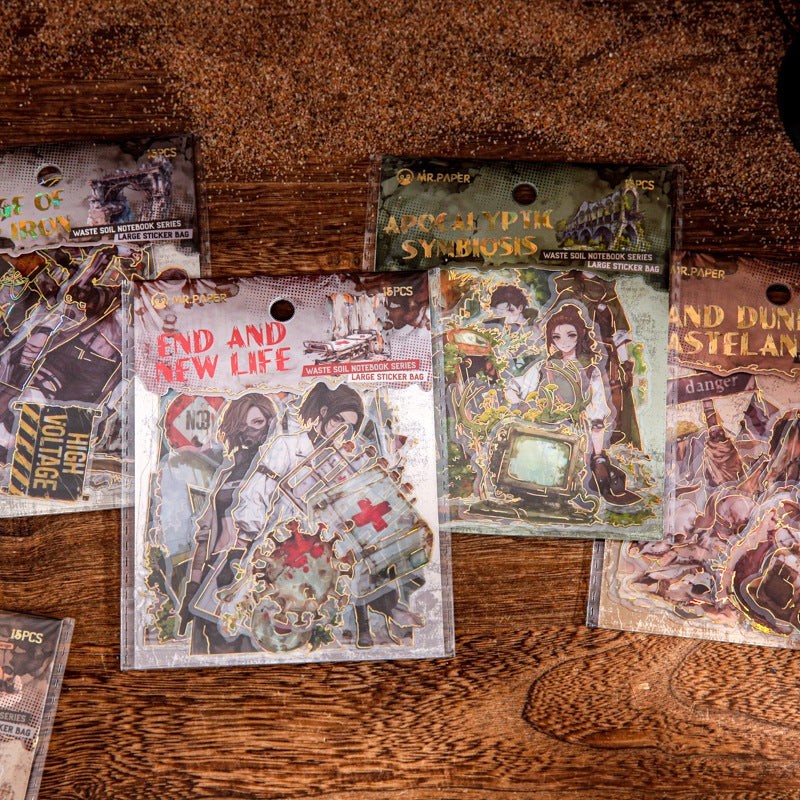 StationeryHaul Apocalyptic Wasteland Character Sticker Pack featuring gritty, detailed designs of survivors and post-apocalyptic scenes.