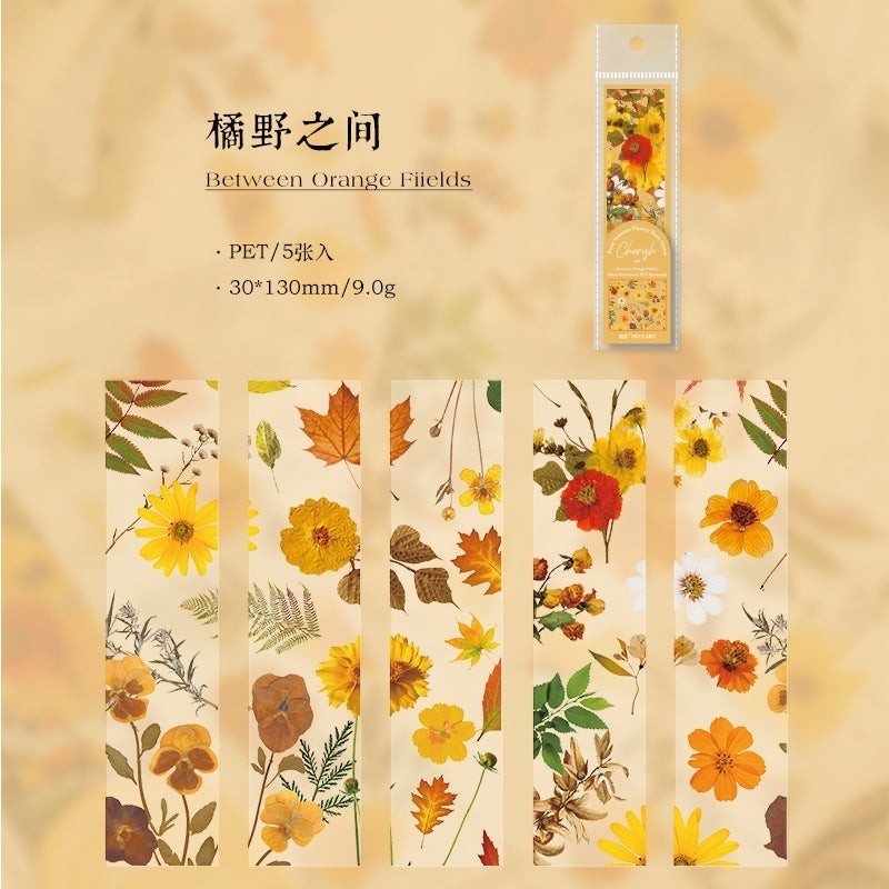 StationeryHaul decorative stickers with autumn flowers and leaves in yellow, orange, and red hues. PET material.