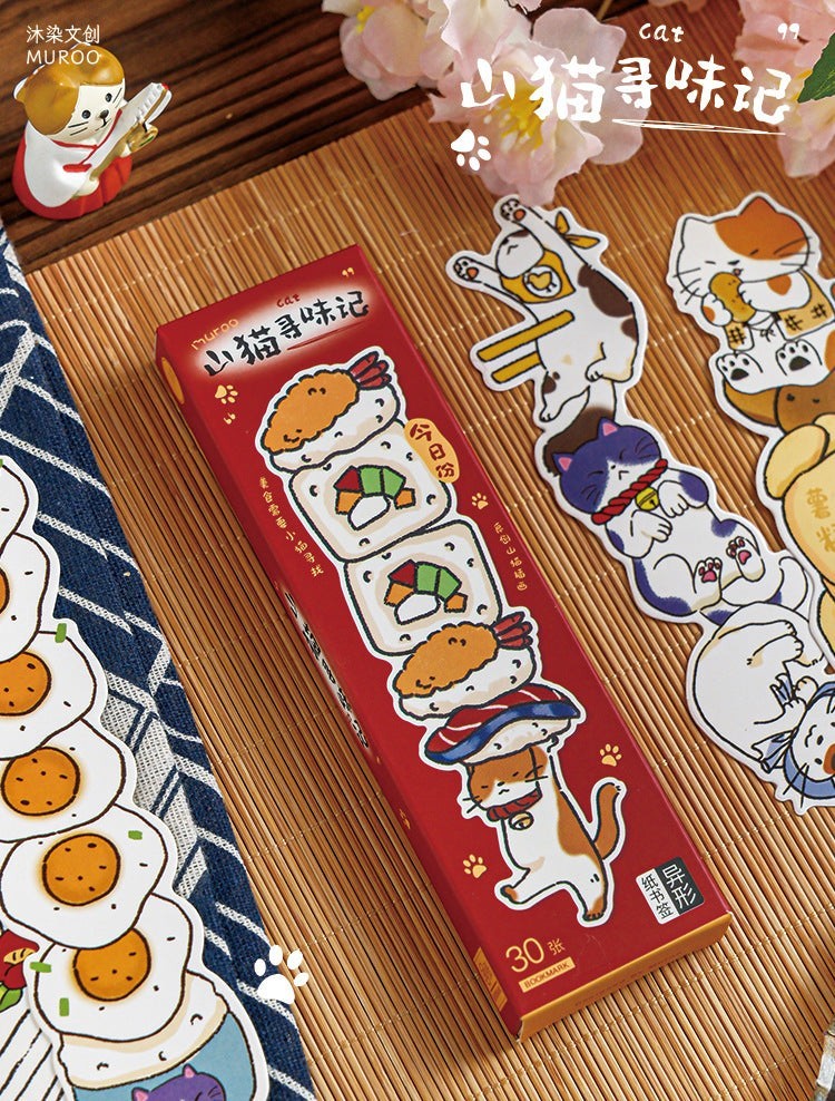 StationeryHaul cute cat and food themed paper stickers for journaling, scrapbooking, and crafts. Features sushi, eggs, and cats.