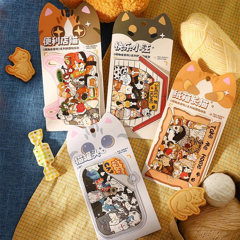 StationeryHaul cute cat themed decorative stickers in various designs, including sushi cats and cats in a can. Waterproof PET material.