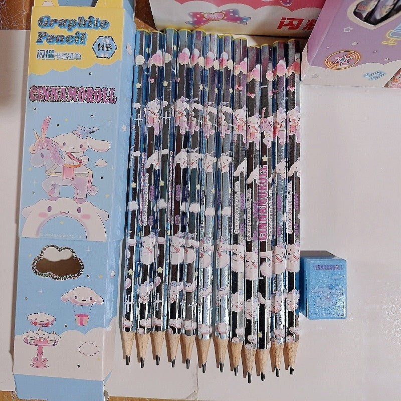 StationeryHaul Sanrio Cinnamoroll HB graphite pencils with pearlescent finish and character print in blue box