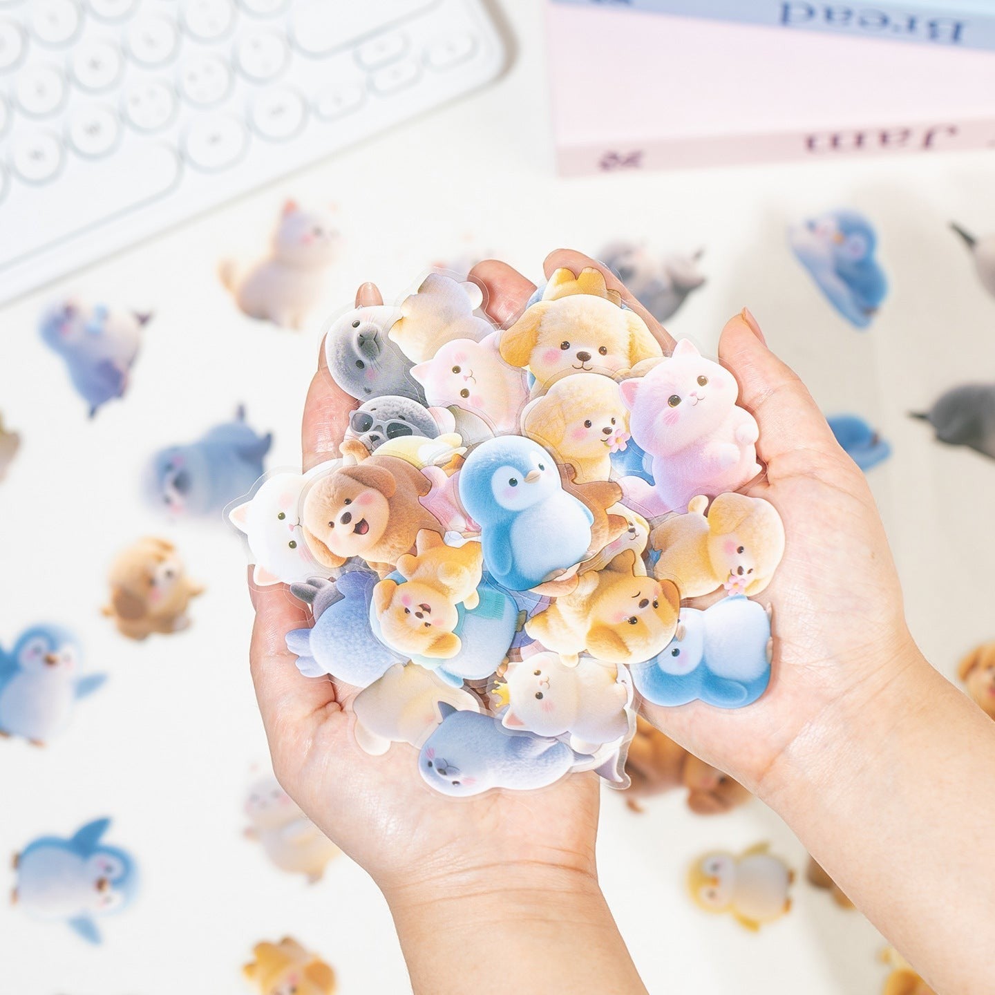 StationeryHaul cute animal stickers featuring puppies, penguins, and seals with a plush aesthetic.