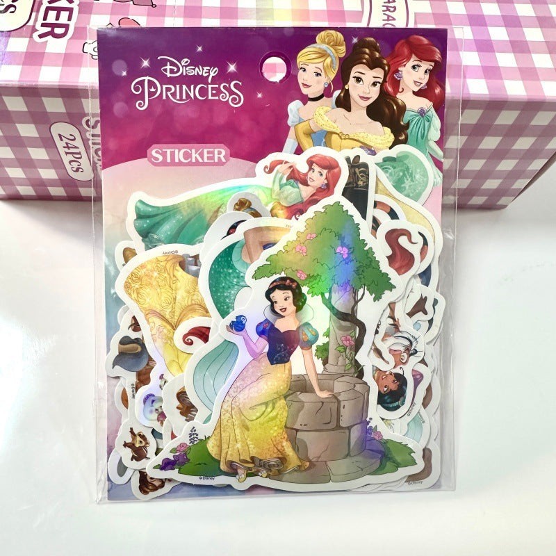 StationeryHaul Disney Princess sticker pack featuring Snow White, Ariel, Belle, and Cinderella. Assorted designs.