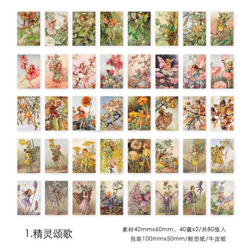 StationeryHaul fairy themed sticker book featuring vintage style illustrations of fairies in floral settings