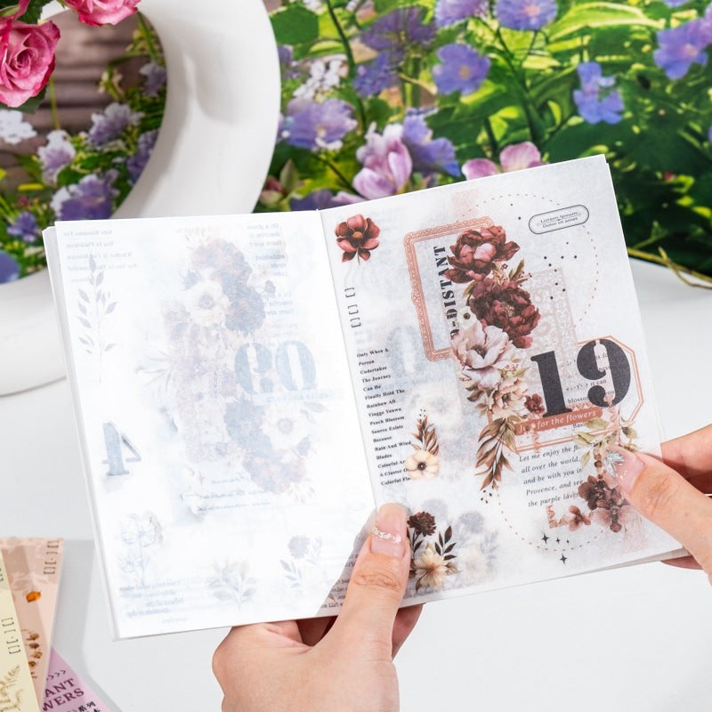 StationeryHaul floral butterfly decorative stickers on translucent paper with vintage floral and number designs.