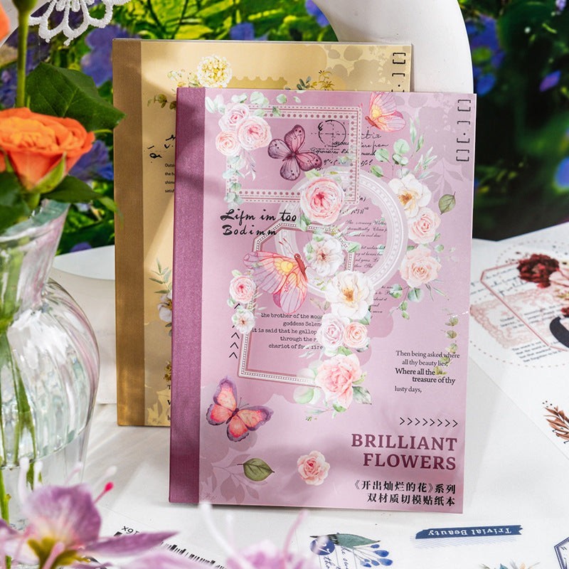 StationeryHaul Floral Butterfly Decorative Sticker Set featuring pink roses, peonies, and butterflies on translucent paper.