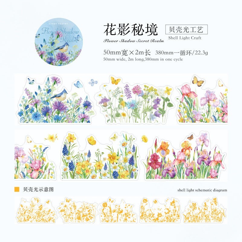 StationeryHaul Candy Poetry Floral Washi Tape Collection with delicate floral and botanical designs, butterflies, and birds.