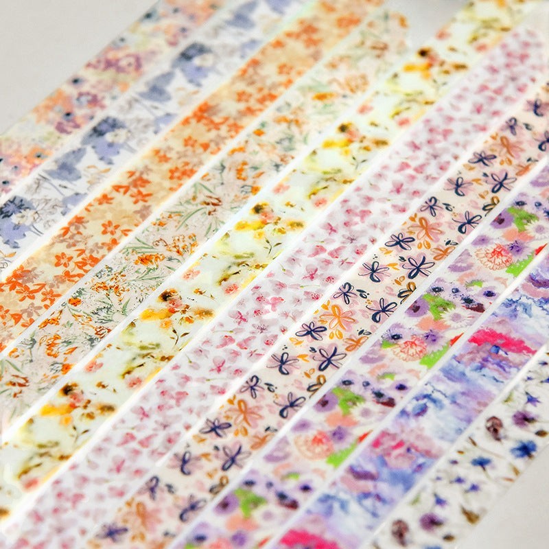StationeryHaul floral washi tape set featuring assorted watercolor wildflower patterns for journaling and crafts