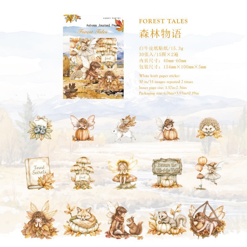 StationeryHaul Autumn Forest Fairy and Woodland Creature sticker collection with fairies, foxes, squirrels, hedgehogs, and pumpkins.