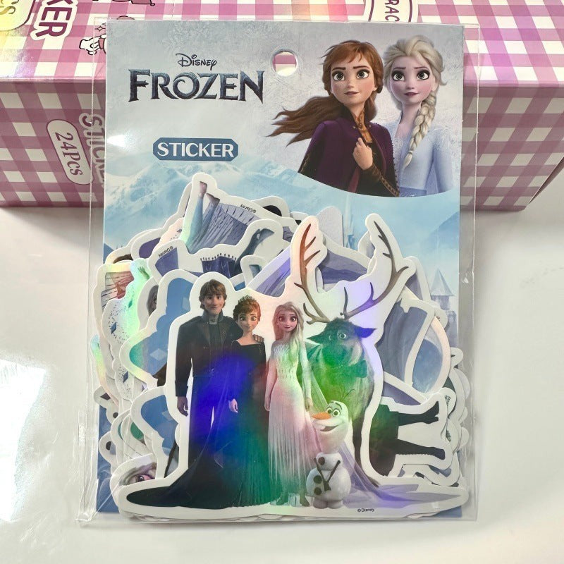 StationeryHaul Disney Frozen sticker pack featuring Anna, Elsa, Kristoff, Sven, and Olaf. Holographic design.