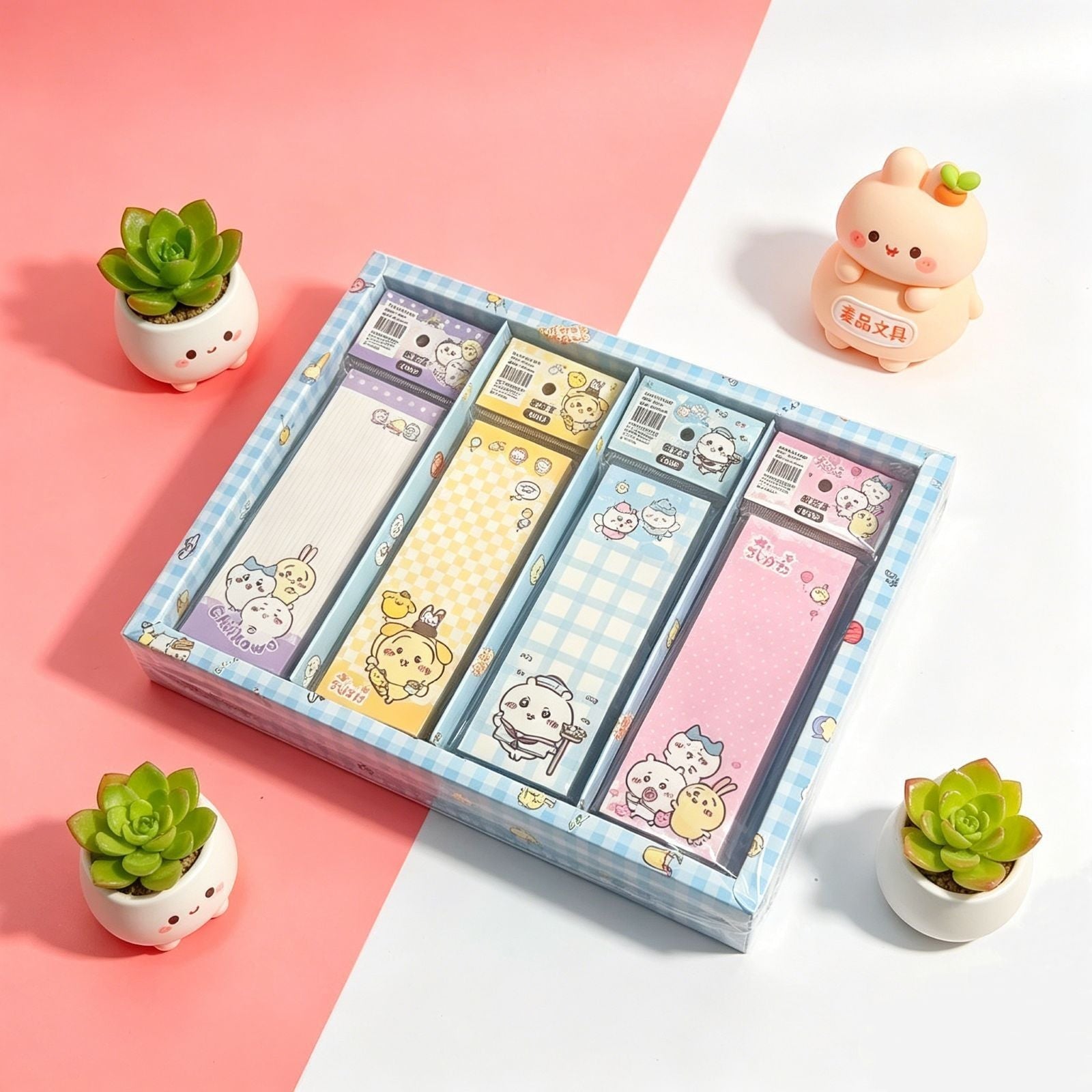StationeryHaul Hello Kitty long note book set featuring four colorful memo pads with cute character patterns
