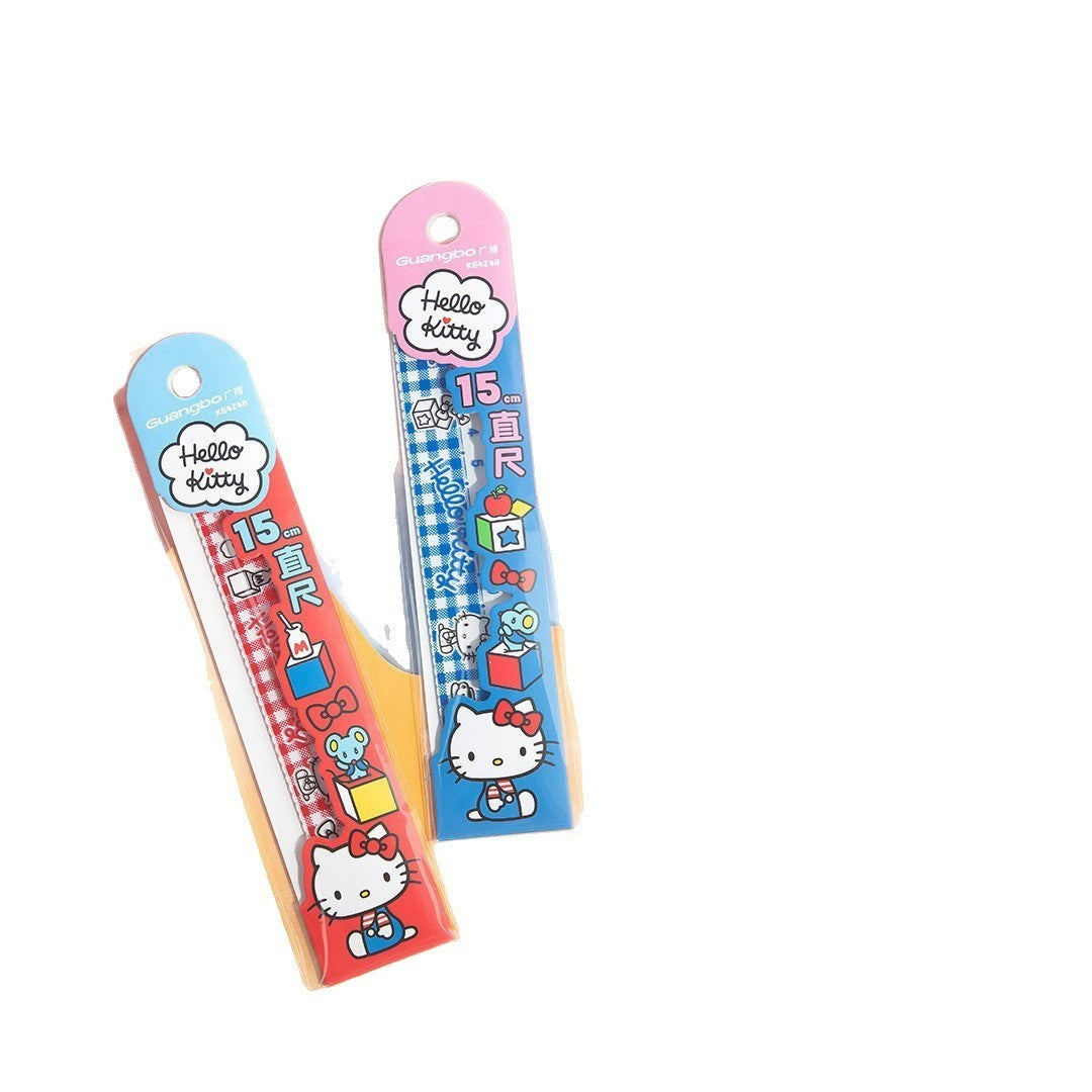 StationeryHaul Hello Kitty 15cm plastic rulers in red and blue with cute character graphics for school stationery