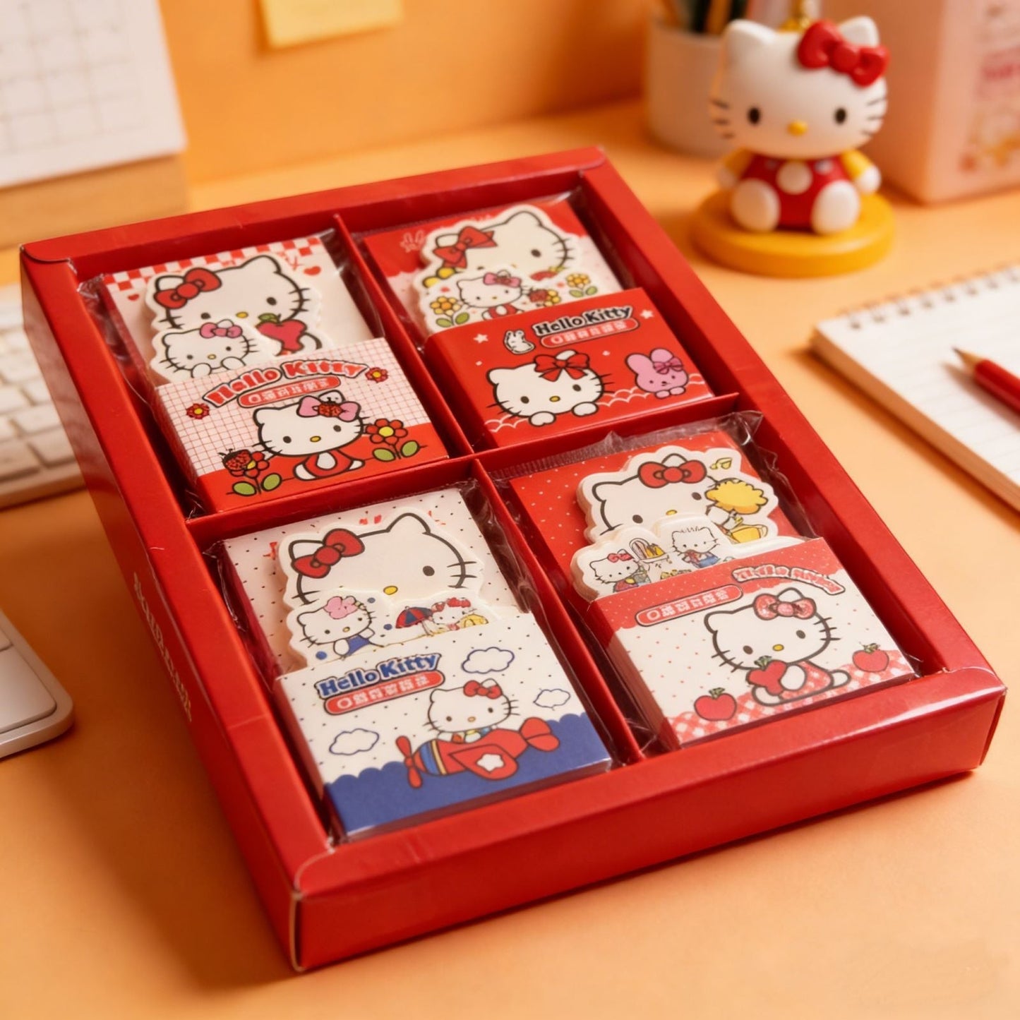 StationeryHaul Hello Kitty vertical sticky note set in a red box featuring various cute character designs