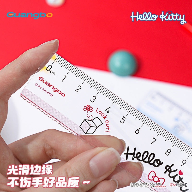 StationeryHaul Hello Kitty transparent plastic 20cm ruler with playful graphics and smooth edges for school or office