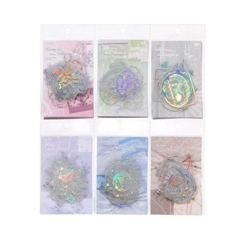 StationeryHaul iridescent butterfly and floral decorative sticker set with transparent material and holographic finish.