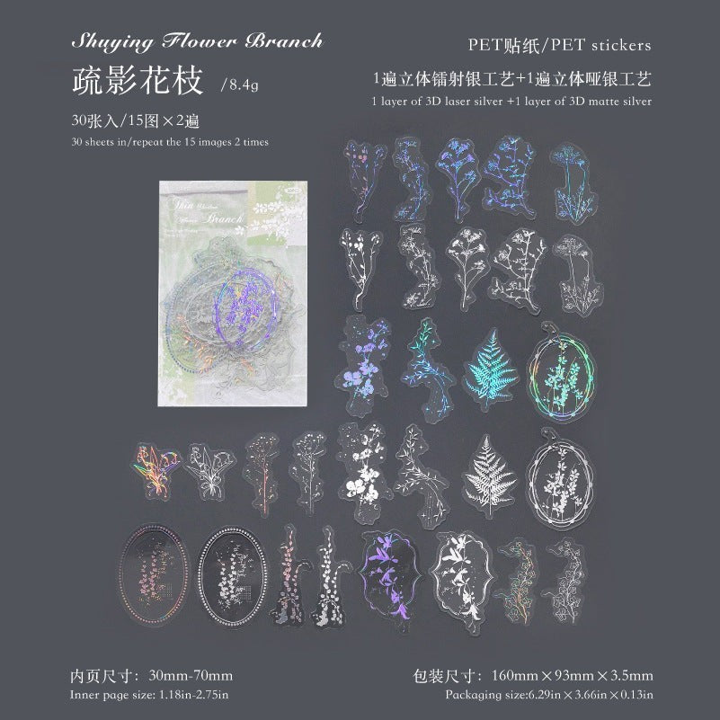 StationeryHaul iridescent butterfly and floral decorative stickers with holographic finish on transparent PET material.