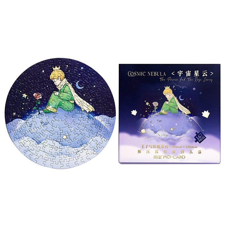 StationeryHaul The Little Prince sitting on a cloud holding a rose, 167-piece round puzzle