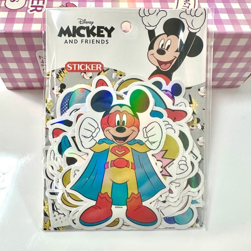StationeryHaul Mickey and Friends sticker pack for kids featuring Mickey Mouse as a superhero. Assorted holographic stickers.
