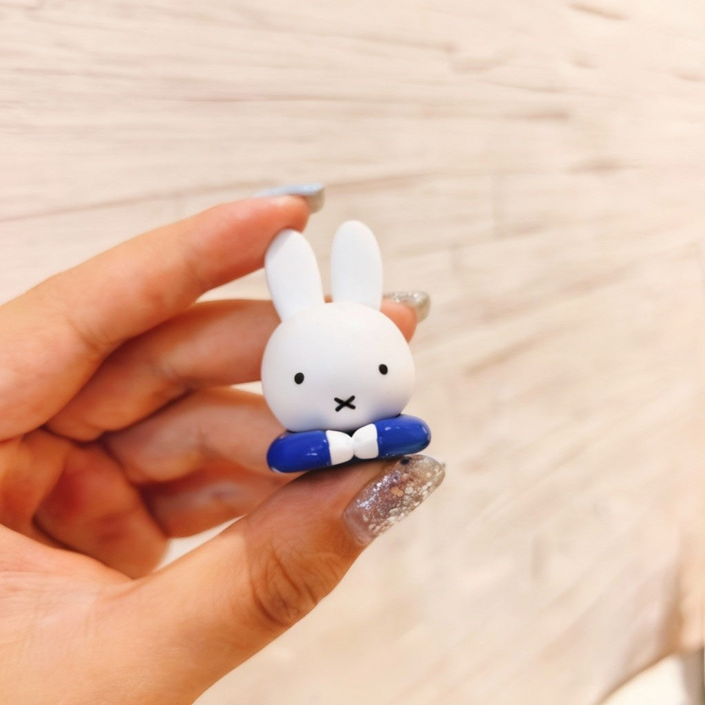 StationeryHaul white Miffy collectible figure with blue bow tie, small and detailed.