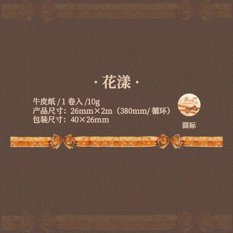 StationeryHaul decorative craft ribbon in orange with repeating bow accents and scalloped edges for scrapbooking