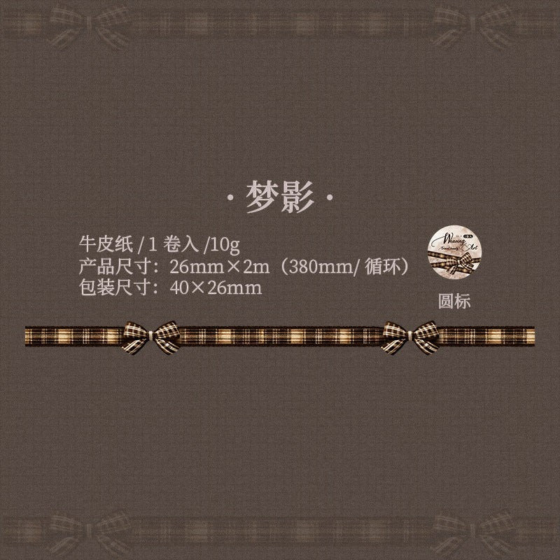 StationeryHaul decorative craft ribbon with plaid pattern and bow accents, 26mm wide.