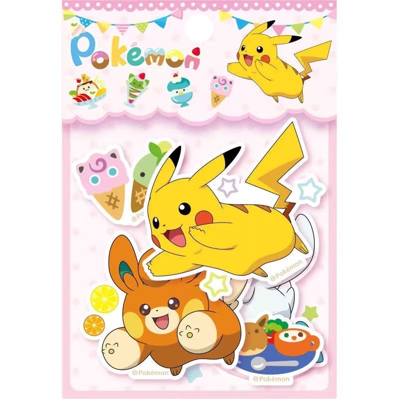 StationeryHaul Pokemon themed sticker pack featuring Pikachu and other characters with ice cream and food designs.