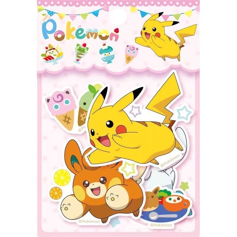 StationeryHaul Pokemon themed sticker pack featuring Pikachu, Sprigatito, Fuecoco, and Quaxly with cute ice cream designs.