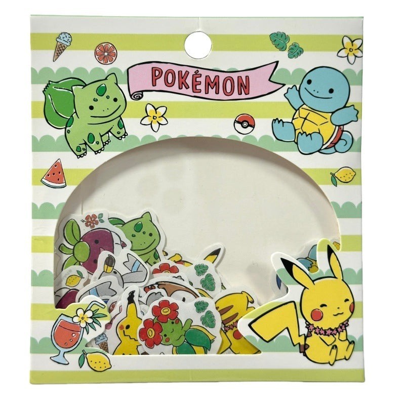StationeryHaul Pokemon Summer Fun sticker pack featuring Pikachu, Squirtle, and Bulbasaur in summery designs.