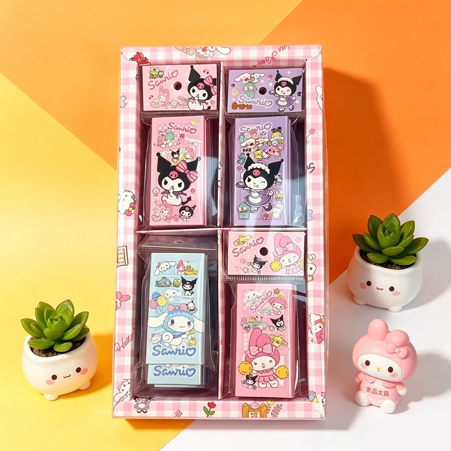 StationeryHaul Sanrio character themed stationery set featuring colorful notebooks and memo pads in a gift box