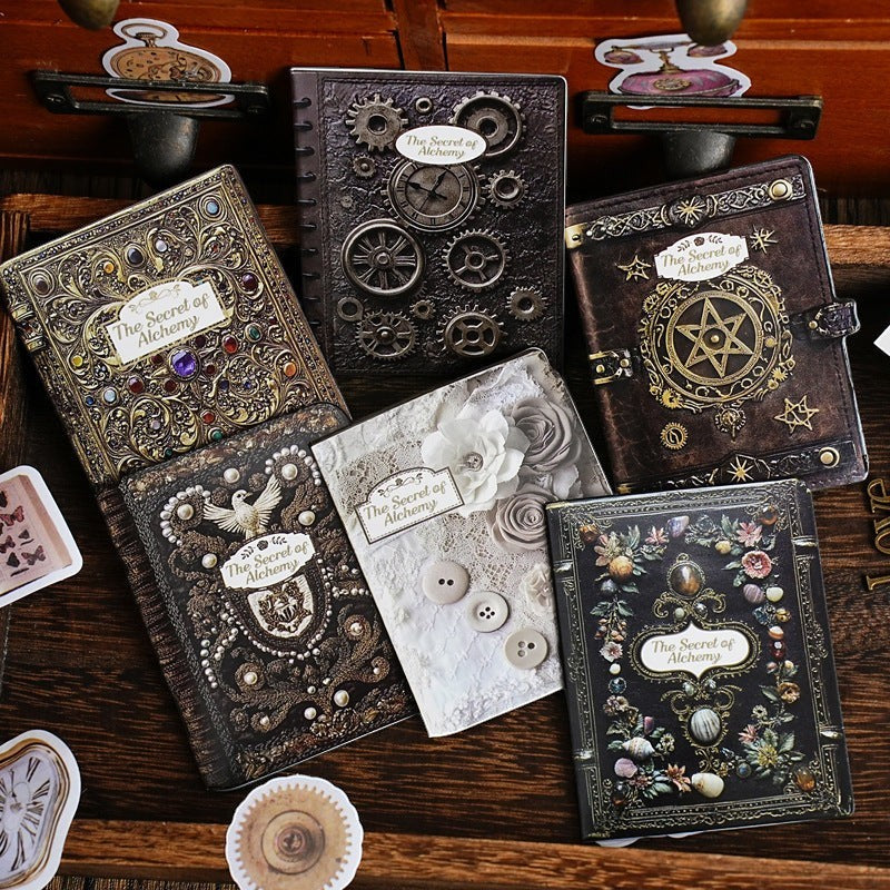 StationeryHaul Vintage Steampunk Decorative Sticker Set with ornate masks, keys, gears, and butterflies in muted colors.