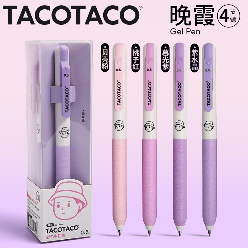 StationeryHaul TacoTaco 0.5mm gel pen set in four pastel shades for student writing and drawing