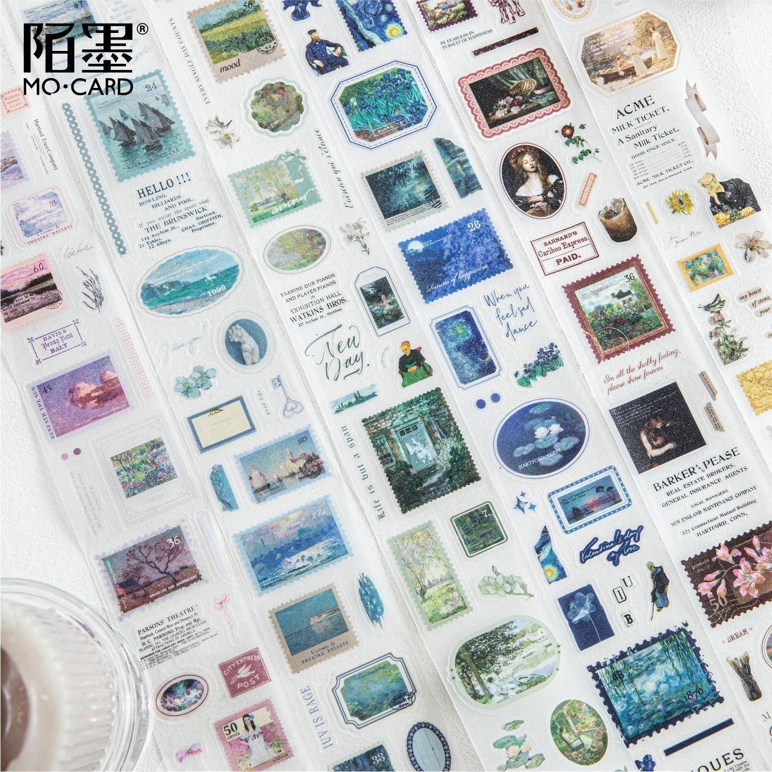 StationeryHaul vintage postage stamp and landscape decorative washi tape with scenic art and travel motifs.