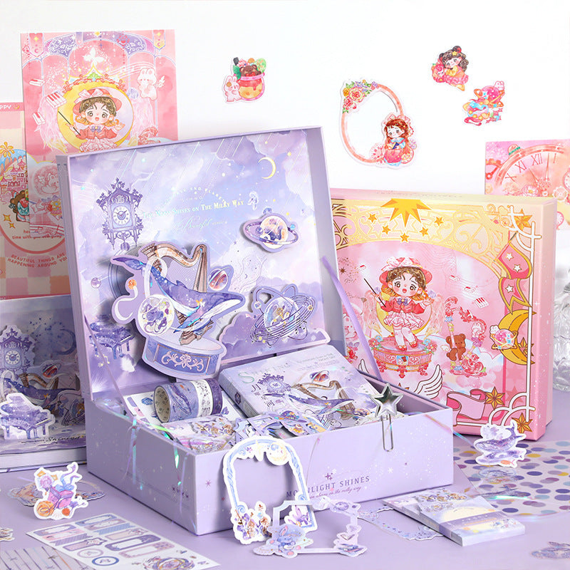 3D Gift Box for Girl - Including notebook, memo pack and stickers