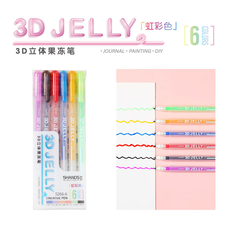 12 Color Creative 3D Three -Dimensional Jelly Pens