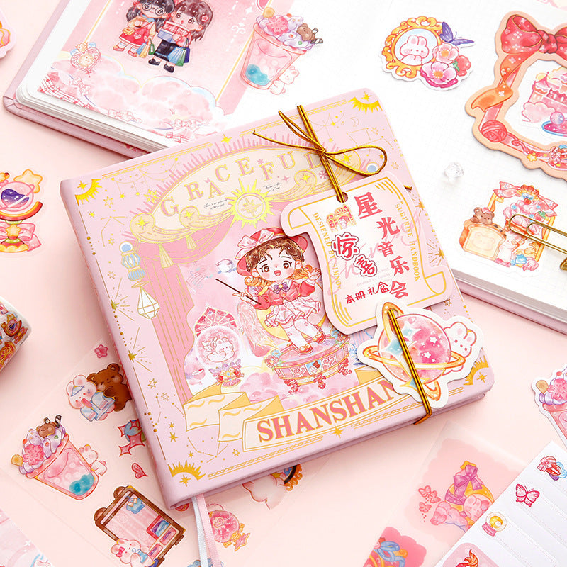 3D Gift Box for Girl - Including notebook, memo pack and stickers