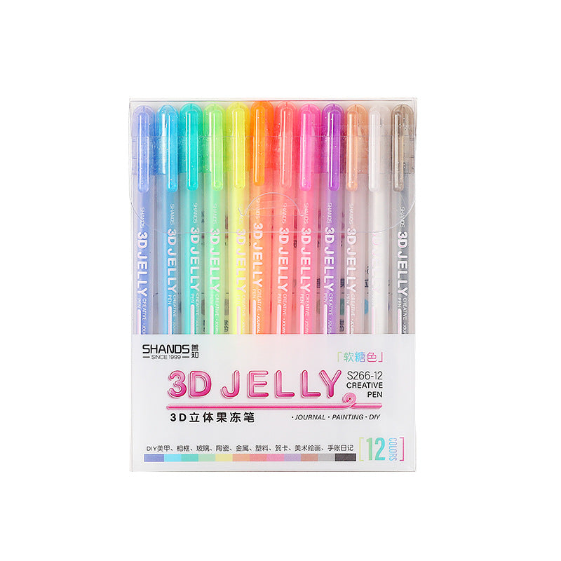 12 Color Creative 3D Three -Dimensional Jelly Pens